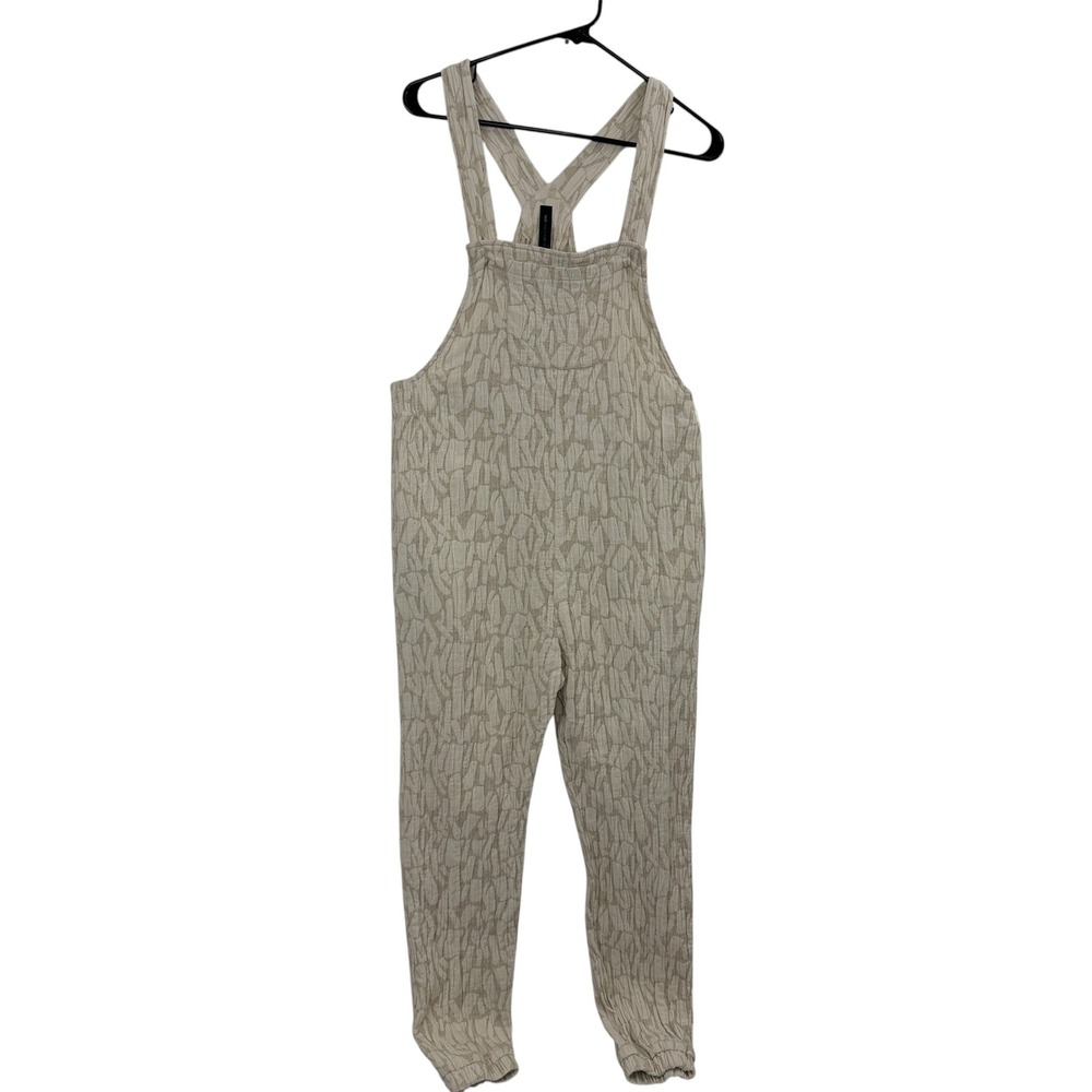 Smash + Tess Overalls Womens Small Tan Hilary Duff Romper Jumpsuit Cotton Linen